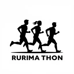 three people running a marathon, graffiti style logo, vector svg