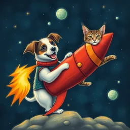 rocket dog and space cat