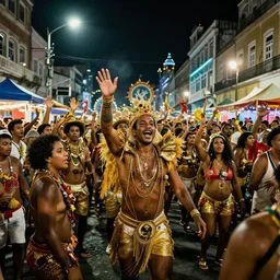 street carnival salvador bahia, street party , cinematic lighting, dramatic atmosphere, by Dustin Nguyen, Akihiko Yoshida, Greg Tocchini, Greg Rutkowski, Cliff Chiang, 4k resolution, trending on artstation