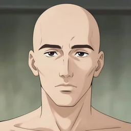 anime portrait of bald nicolas cage neutral expression face straight on headshot even lighting no hair by stanley artgerm lau, wlop, rossdraws, james jean, andrei riabovitchev, marc simonetti, and sakimichan, trending on artstation
