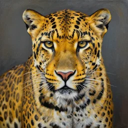 a beautiful painting leopard, by jean michel basquiat award - winning art in realistic oil painting
