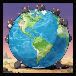 Comic depicting alien rats invading earth