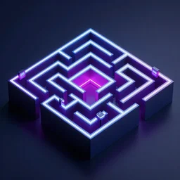 wimmelbilder maze made of retro neon arcade landscape, isometric, octane render, unreal engine