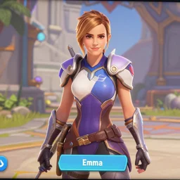 Screenshot of Emma Watson in Overwatch, hero selection screen