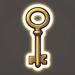a game item simple door's key, detailed illustration of an object with handpainted textures, rpg game style, center, rim lights and glow, colorful, high depth and details