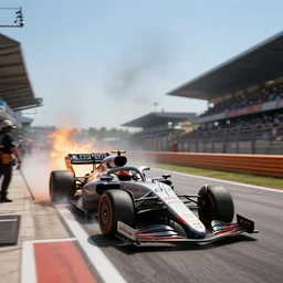 monte carlo grand prix pit lane fire