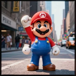 35mm pentax k1000 photograph grainy abstract experimental expired film photo of real human Video Game Character Super Mario in 1960s New York City