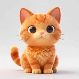 orange cat, 3d rendered, cartoon, 4k, hd, highly detailed