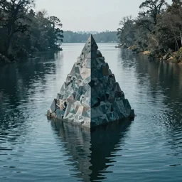 a surreal parametric threshold over water in a mystery location n 4