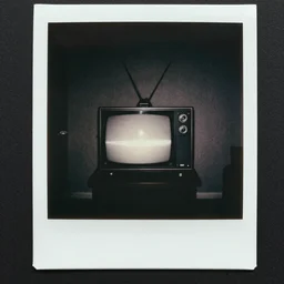 creepy Polaroid photo of a cursed TV showing a well, 90s, black and white, dark room, found footage, in the style of the ring