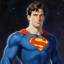 a space powered male dressed as a superhero. space background, dynamic lighting, clean elegant painting, beautiful detailed face. by artgerm and greg rutkowski and alphonse mucha, 4 k
