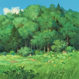 forest lanscape panorama by pixar gouache in traditional shinkai style