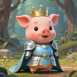 cute little cartoonish anthropomorphic piglet knight princess wearing a cape and a crown, fantasy forest, pale blue armor, cute and adorable, pretty, Dysney, Pixar, 3d render, 8k, DnD character art portrait, matte fantasy painting, DeviantArt Artstation, by Jason Felix by Steve Argyle by Tyler Jacobson by Peter Mohrbacher, cinematic lighting
