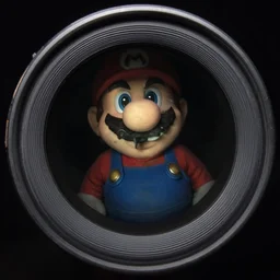 Mario fisheye lens, night vision,4k,photograph,scary