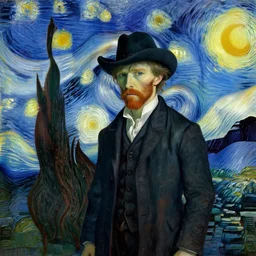 amrican gothic in style of van gogh