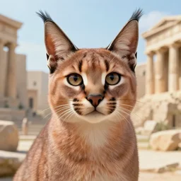 cute fluffy caracal in a ancient greek city | | cute, key visual, realistic shaded perfect face, fine details by stanley artgerm lau, wlop, rossdraws, james jean, andrei riabovitchev, marc simonetti, and sakimichan, trending on artstation