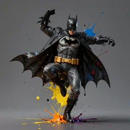 a splatter painting of batman dancing, in the style of irena chrul, artstation, octane render