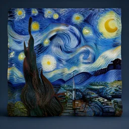 hyperrealistic mixed media sculpture of starry night by vincent van gogh, stunning 3 d render inspired art by greg rutkowski and xiang duan and thomas eakes, perfect symmetry, flesh texture, realistic, highly detailed attributes and atmosphere, dim volumetric cinematic lighting, 8 k octane detailed render, post - processing, masterpiece,