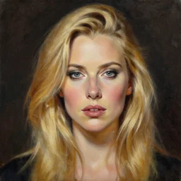 woman with blonde hair like kristen bell, portrait, oil painting, intricate complexity, rule of thirds, trending on pixiv, by Charlie Bowater, 8k character concept, dramatic lighting