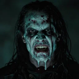 the melting slimy face of villain mitch mcconnell. horror film photograph.