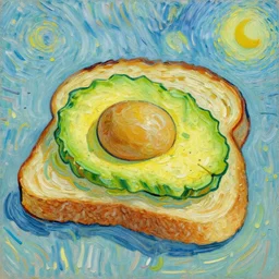 van gogh style painting of avocado on toast