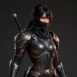 studio portrait of ninja gaiden female, human structure, concept art, intricate detail, art and illustration by a. k. a limha lekan a. k. a maxx soul and irakli nadar and alexandre ferra, global illumination