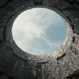 stargate made of stone that form a circle, cinematic view, epic sky