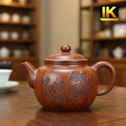 taiwanese wood - fired teapot, fine art, beautiful teahouse background, rendered in 8 k