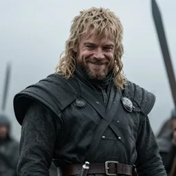 close cinematic shot of Stannis Baratheon looking down and smiling confidently, battle of the bastards, beautiful, realistic, digital art
