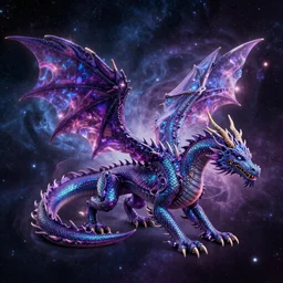 A Dragon made out of the Cosmos cosmic color scheme