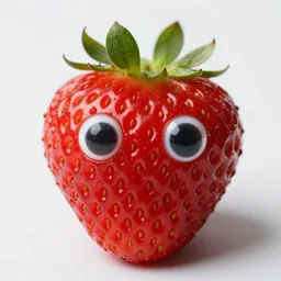 a strawberry with eyes instead of pips, photography, hd - n 9