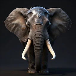 frontal view. elephant tusks on helmet. artstation greg rutkowski. octane render, unreal engine 6, epic game graphics. respawn, cyberpunk, conceptual art, ray tracing
