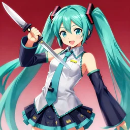vocaloid wielding a knife, pixiv