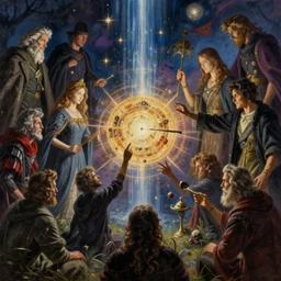 a hype realistic surreal painting of sorcery that opens up a dimension to another twilight zone!!! dimension, dishonored 2, painted by highly detailed by peter mohrbacher, wayne barlowe, boris vallejo, paolo eleuteri serpieri, greg rutkowski, masterpiece, 4 k, 8 k, beautiful lighting, epic