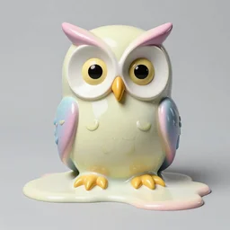 modern, plastic, pastel owl melting by salvador dali and jeffrey smart