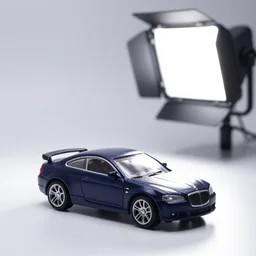 photo still of miniature next to a toy car 8 k, studio lighting bright ambient lighting key light, 8 5 mm f 1. 8