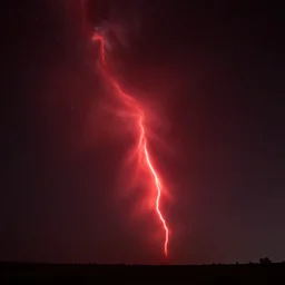 red sprites in the atmosphere, night, photo