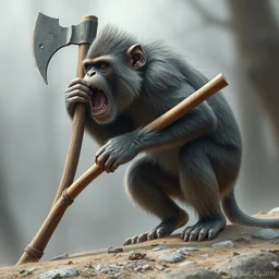 monkey with an axe
