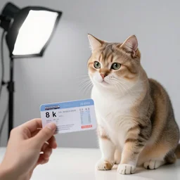 photo still of cat selling train tickets, 8 k, studio lighting bright ambient lighting key light, 8 5 mm f 1. 8