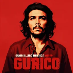 guerrillero heroico, che guevara is a red revolutionary, 8 0's movie poster, theatrical poster, vibrant fan art, digital art, trending on artstation, minimalist