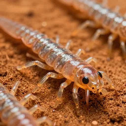 high quality close-up photo translucent gelatinous centipede! gorgeous highly detailed hannah yata elson peter cinematic orange lighting high quality low angle hd 8k sharp shallow depth of field