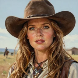 ultra realistic portrait painting of amy adams in a western ad, art by frank frazetta, 4 k, ultra realistic, highly detailed, epic lighting