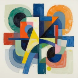 abstract forms in the bold colourful detailed style of mike hinge,