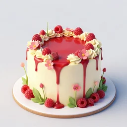 overgrown flower cake, raspberry ooze, ferdinand knab, decorative, frosting decor, petros afshar, artstation