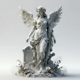 gorgeous etherial female, portrait of interlaced gothic cemetery statue breaking apart, made of mist, made of flowers, Andrew Ferez, Charlie Bowater, Marco Mazzoni, Seb McKinnon, Ryohei Hase, Alberto Seveso, Kim Keever, trending on cgsociety, featured on zbrush central, new sculpture, mystical