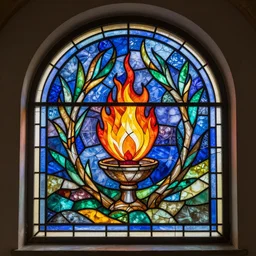 marc chagall stained glass window of the Burning bush, DLSR photography