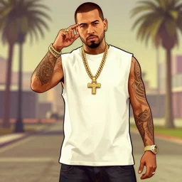 romeo santos in the style of gta v artwork, digital art