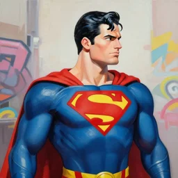 greg manchess portrait painting of armored superman as overwatch character, medium shot, asymmetrical, profile picture, organic painting, sunny day, matte painting, bold shapes, hard edges, street art, trending on artstation, by huang guangjian and gil elvgren and sachin teng