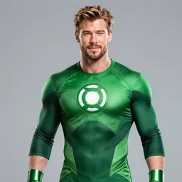 chris hemsworth as thor, wearing the green lantern costume