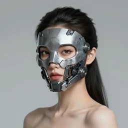 beautiful woman with mech mask, concept art